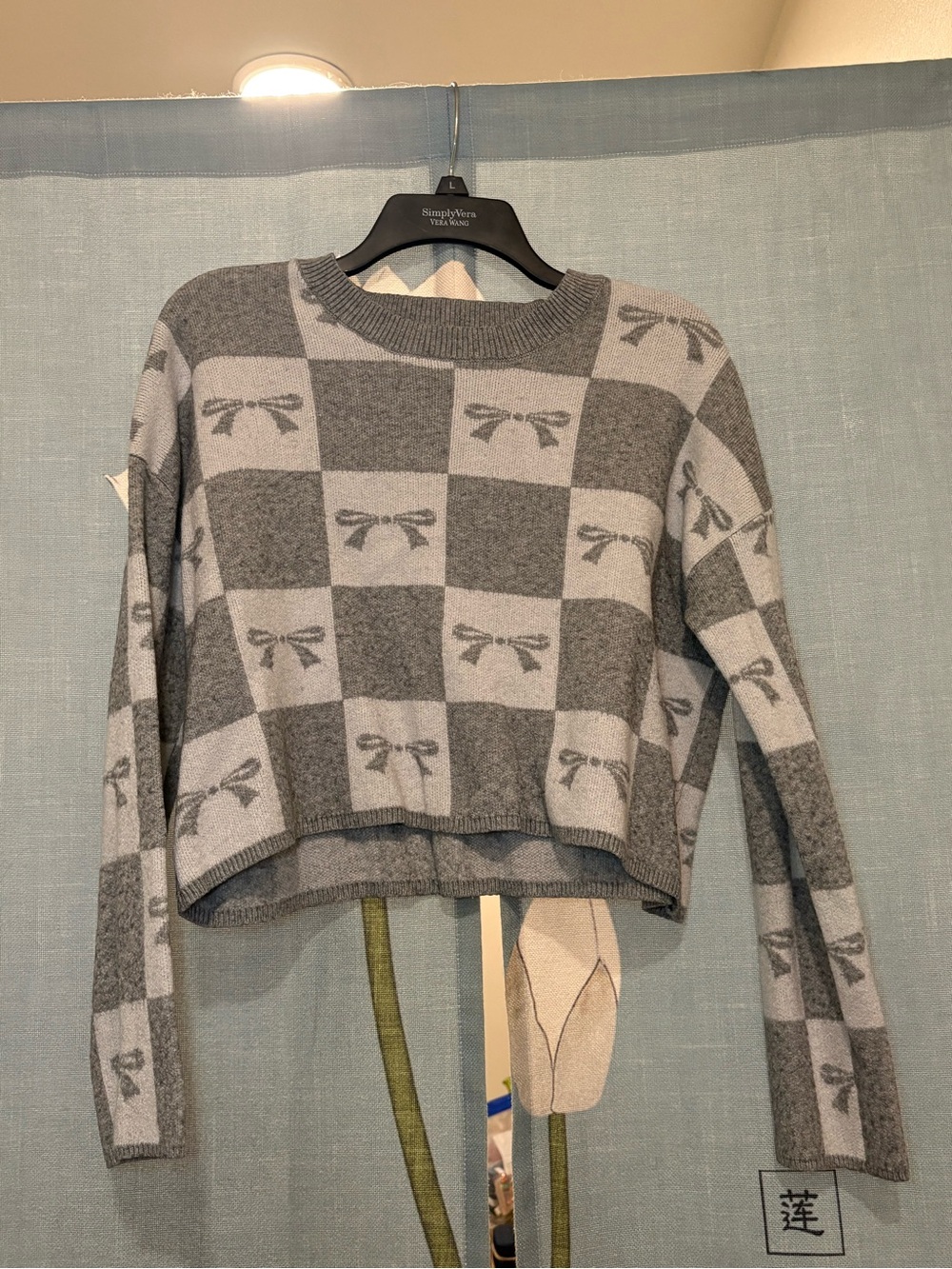 Sincerely Jules Gray Checkered Bow Sweater🩶🎀